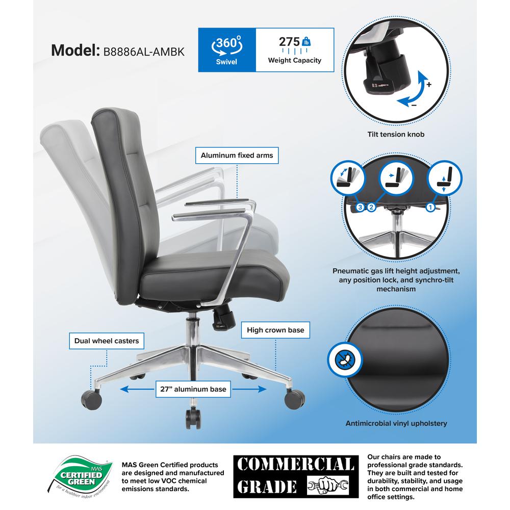 Boss Modern Conference Chair with Aluminum Arm & Base. Picture 7