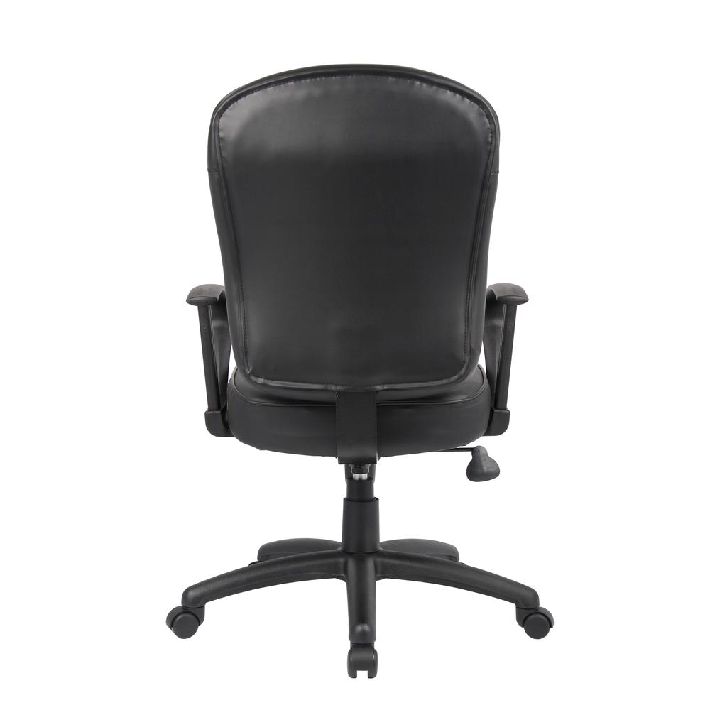 Boss Black Leather Task Chair W/ Loop Arms. Picture 2