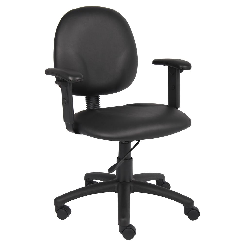 Boss Diamond Task Chair In Black Caressoft W/ Adjustable Arms. Picture 1