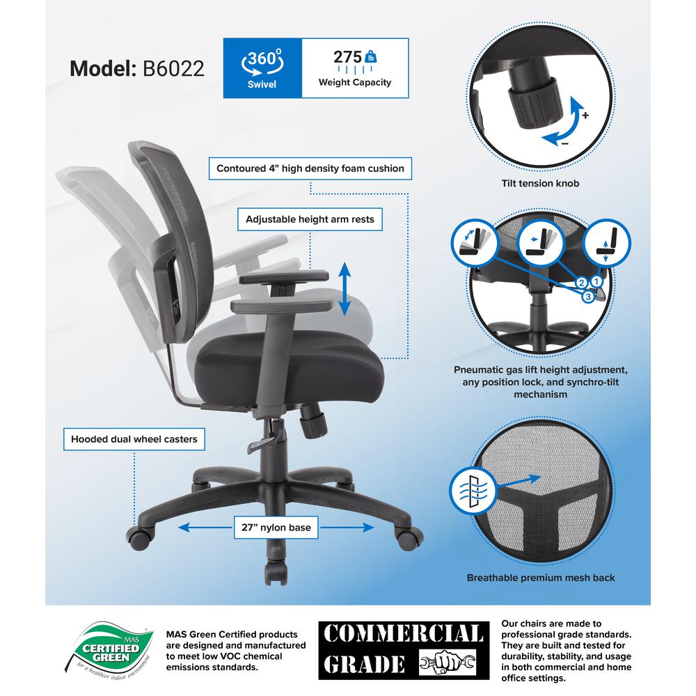 Boss Contract Mesh Task Chair,  Synchro-Tilt Mechanism. Picture 7