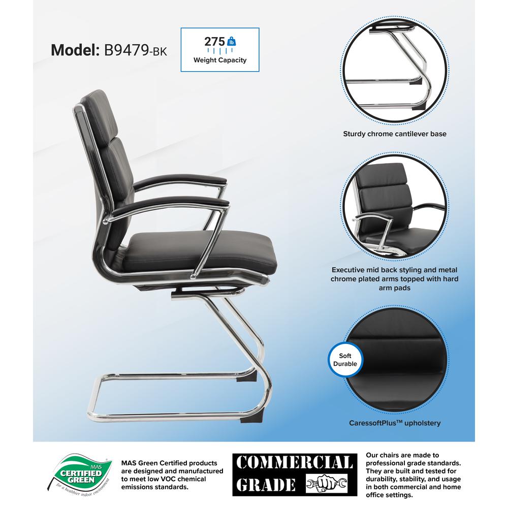 Boss Executive CaressoftPlus™ Chair with Metal Chrome Finish - Guest Chair. Picture 7