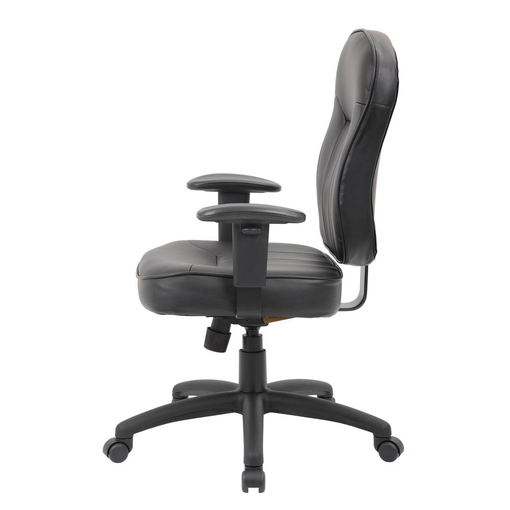 Boss Black Leather Task Chair W/ Adjustable Arms. Picture 6