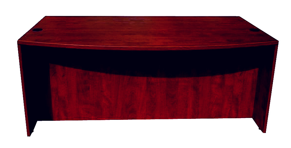 Boss Bow Front Desk Shell, Mahogany 71"W*36/41"D*29.5"H. Picture 2