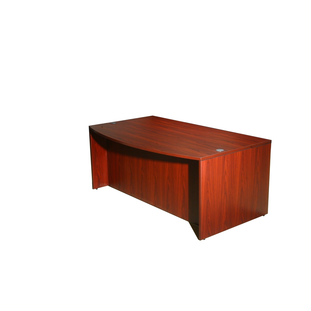 Boss Bow Front Desk Shell, Mahogany 71"W*36/41"D*29.5"H. Picture 3