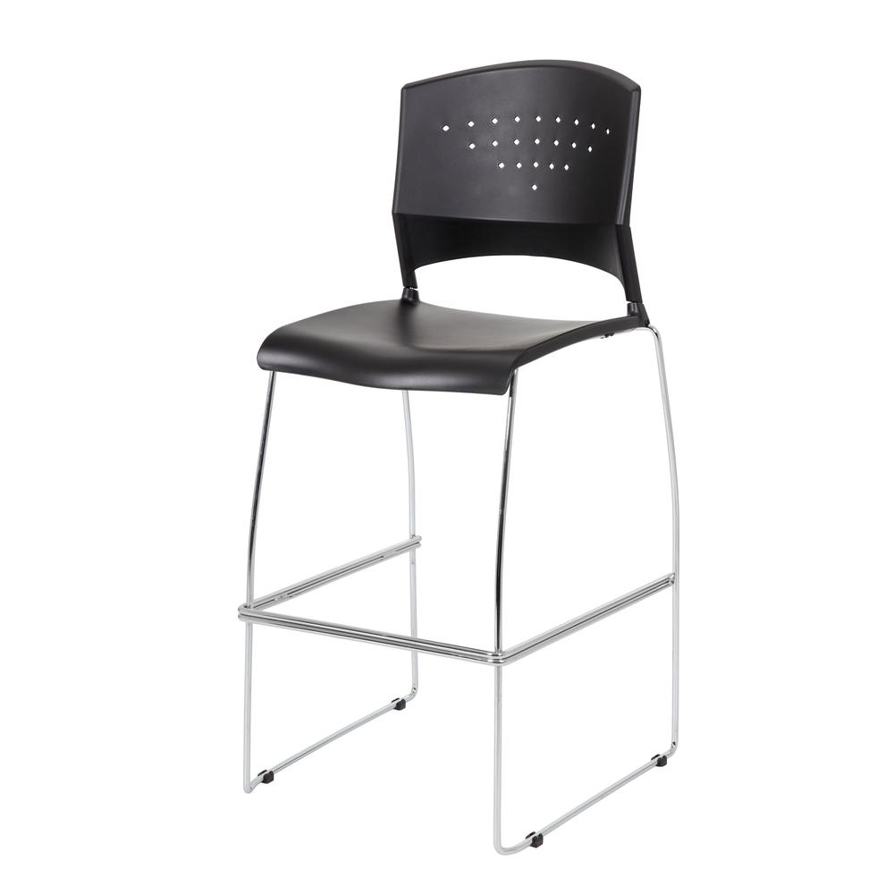 Boss Black Stool With Chrome Frame. Picture 2
