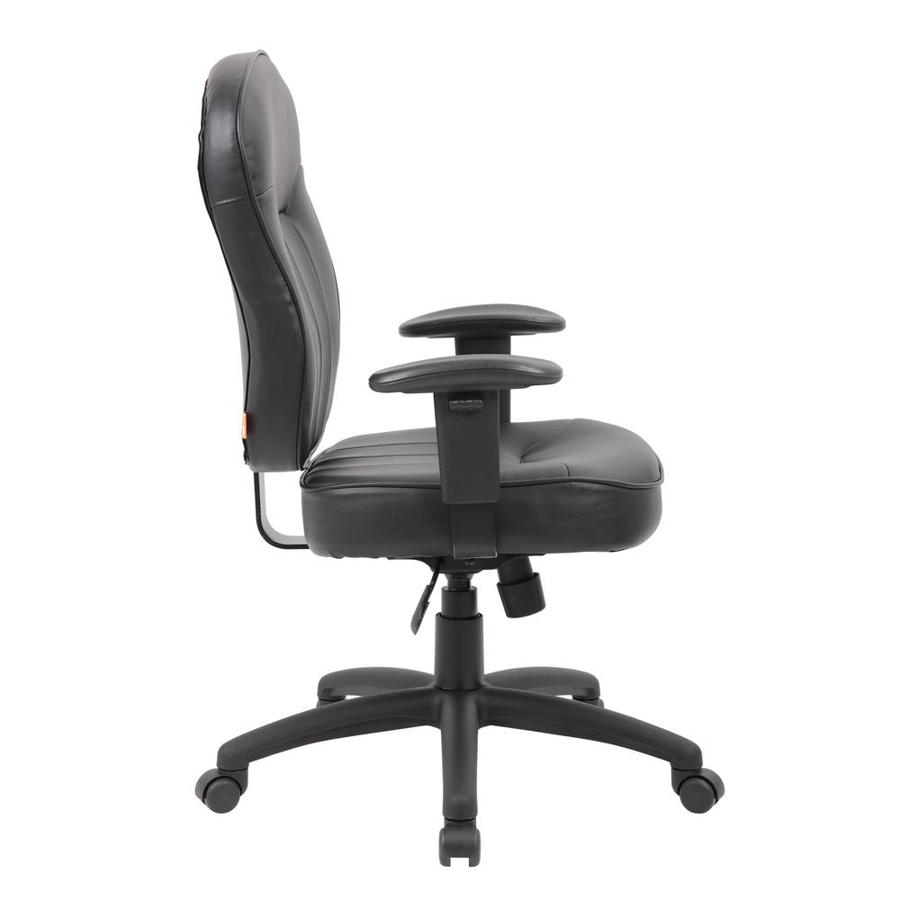 Boss Black Leather Task Chair W/ Adjustable Arms. Picture 5