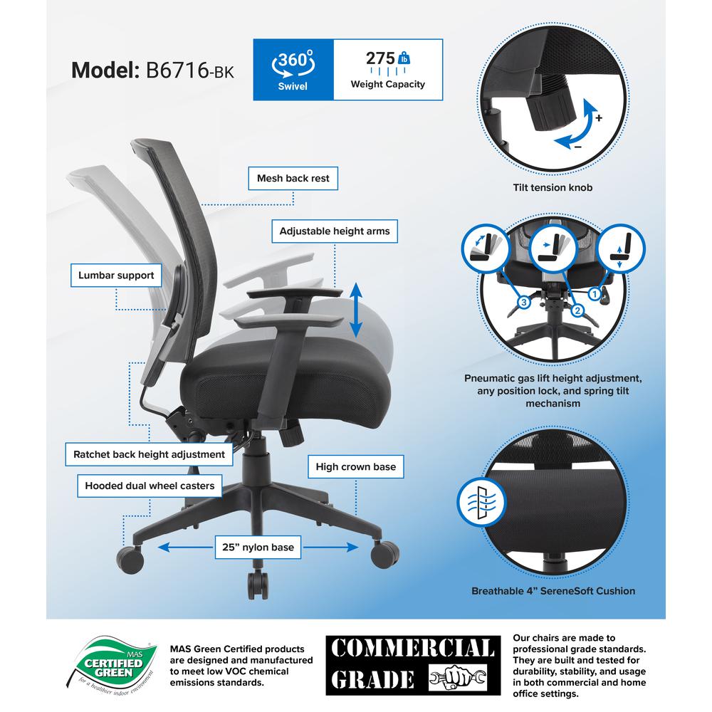Boss Contract Mesh Back Task Chair. Picture 8