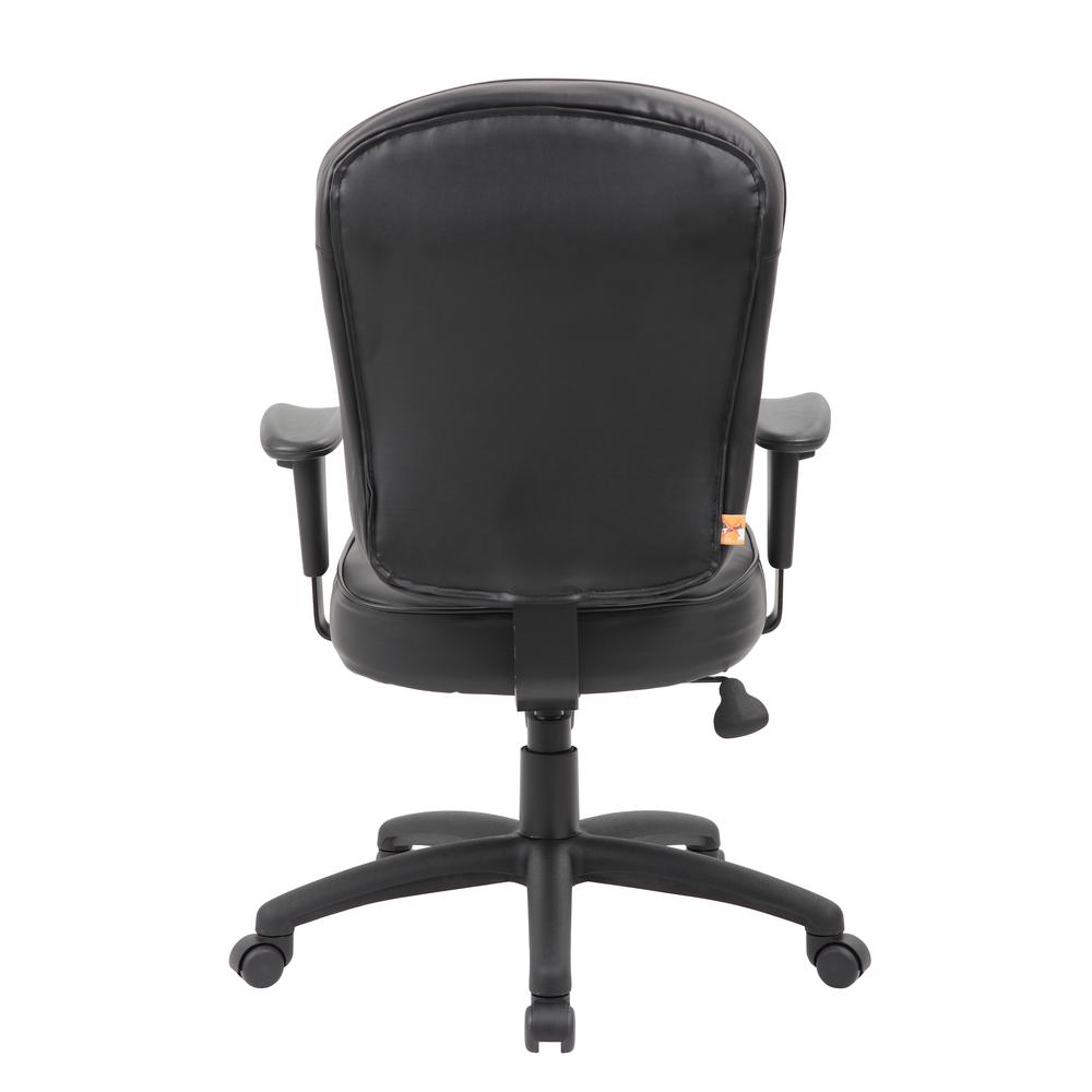 Boss Black Leather Task Chair W/ Adjustable Arms. Picture 2