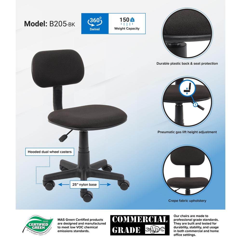 Boss Black Fabric Steno Chair. Picture 4