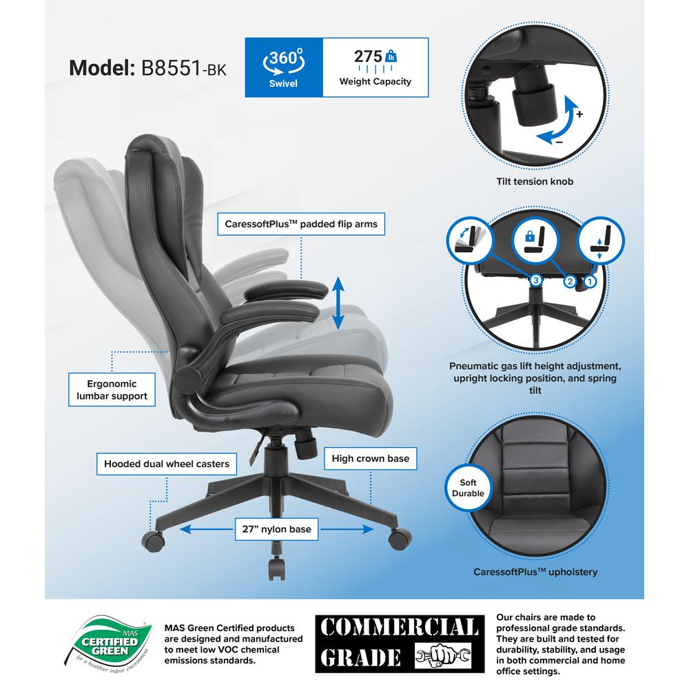 Boss Executive High Back CaressoftPlus Flip Arm Chair. Picture 6