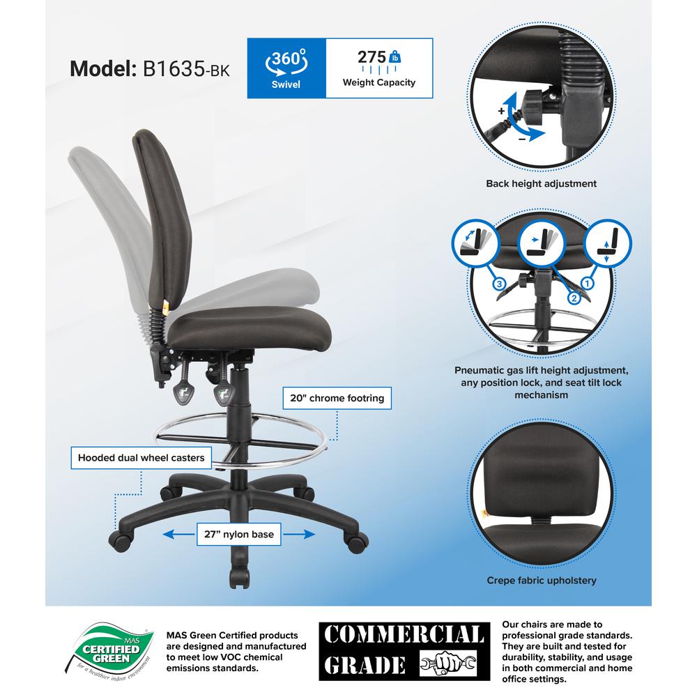 Boss Multi-Function Fabric Drafting Stool. Picture 2