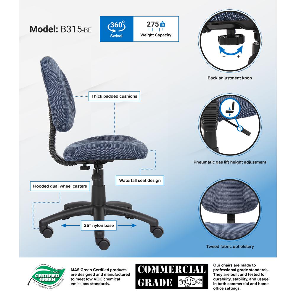 Boss Blue  Deluxe Posture Chair. Picture 7
