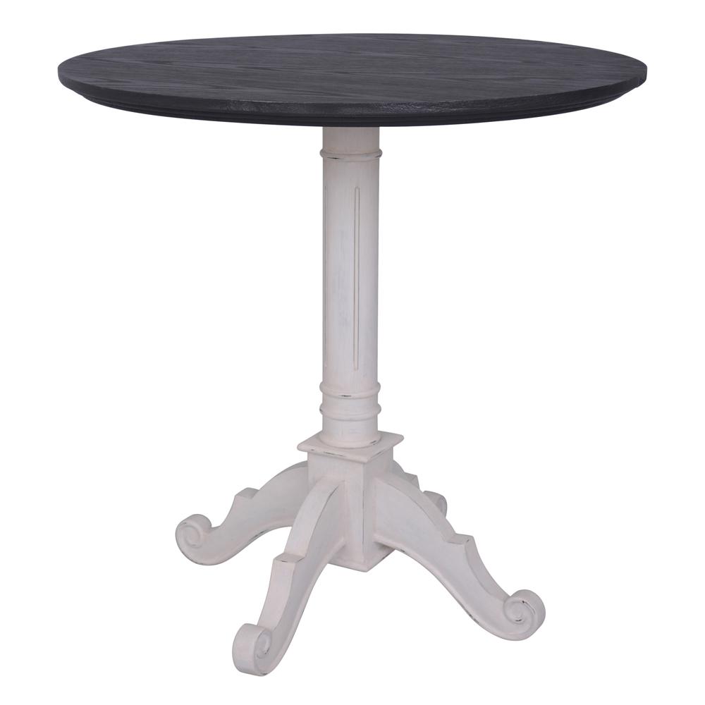 Ashbury Pedestal Base Table Antique White/Black. Picture 1