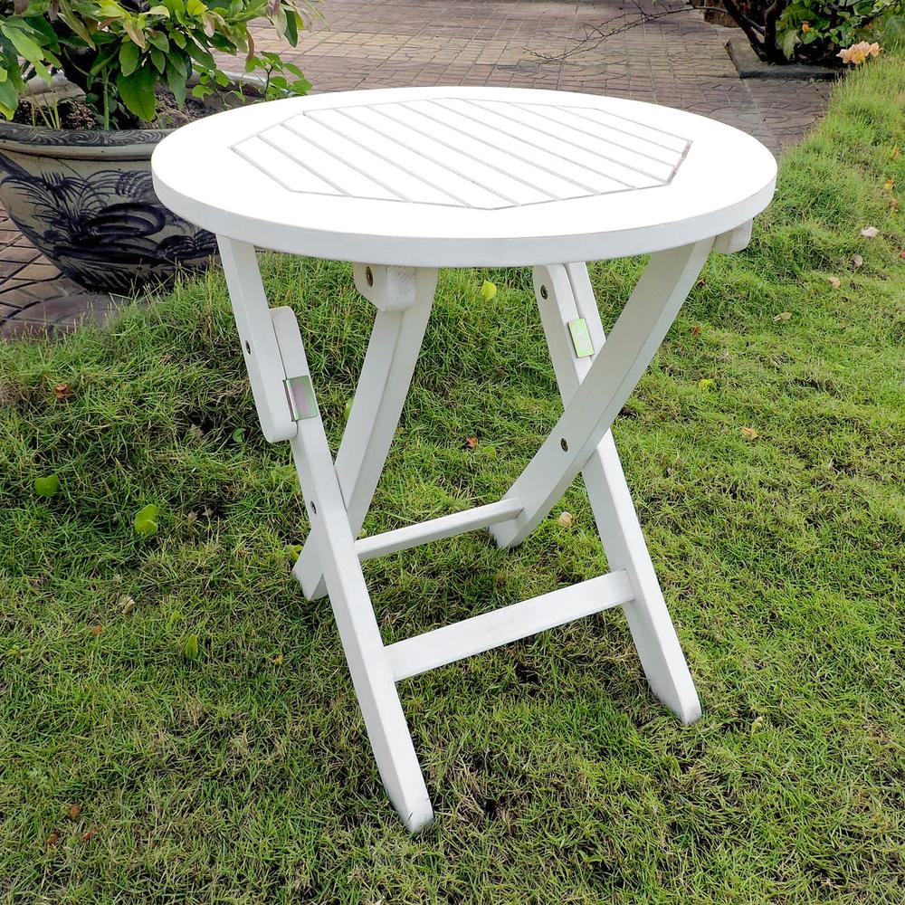 Acacia Round Folding Table. Picture 1