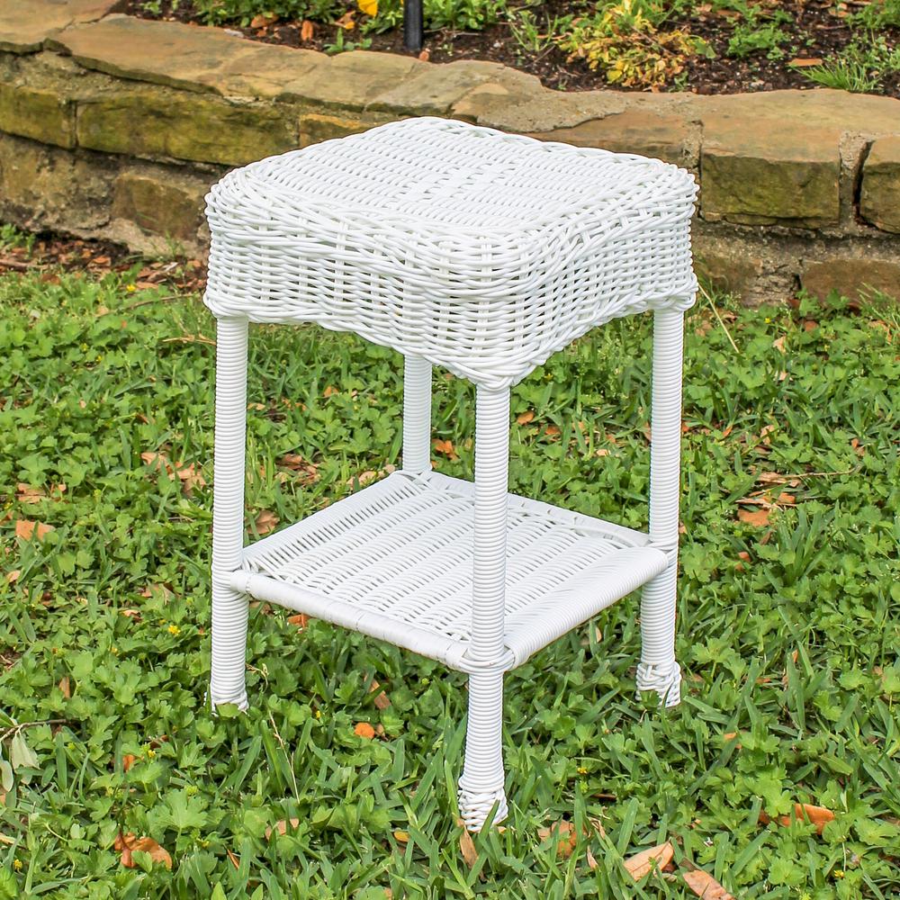 Small PVC Resin Side Table, White. Picture 2
