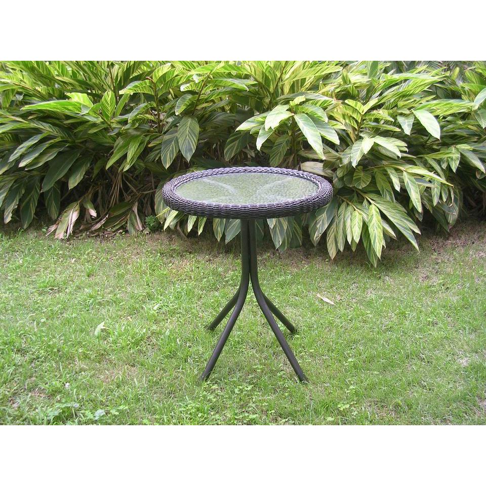 Outdoor Resin Wicker and Glass-top Bistro Table. Picture 1