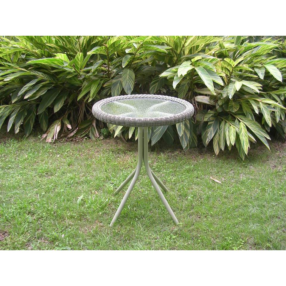 Outdoor Resin Wicker and Glass-top Bistro Table. Picture 1