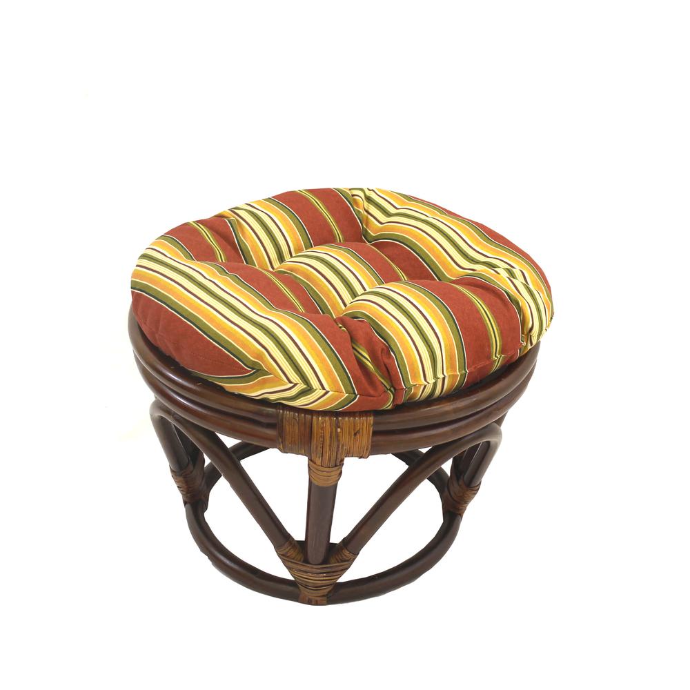 Rattan Ottoman with Outdoor Fabric Cushion. Picture 1