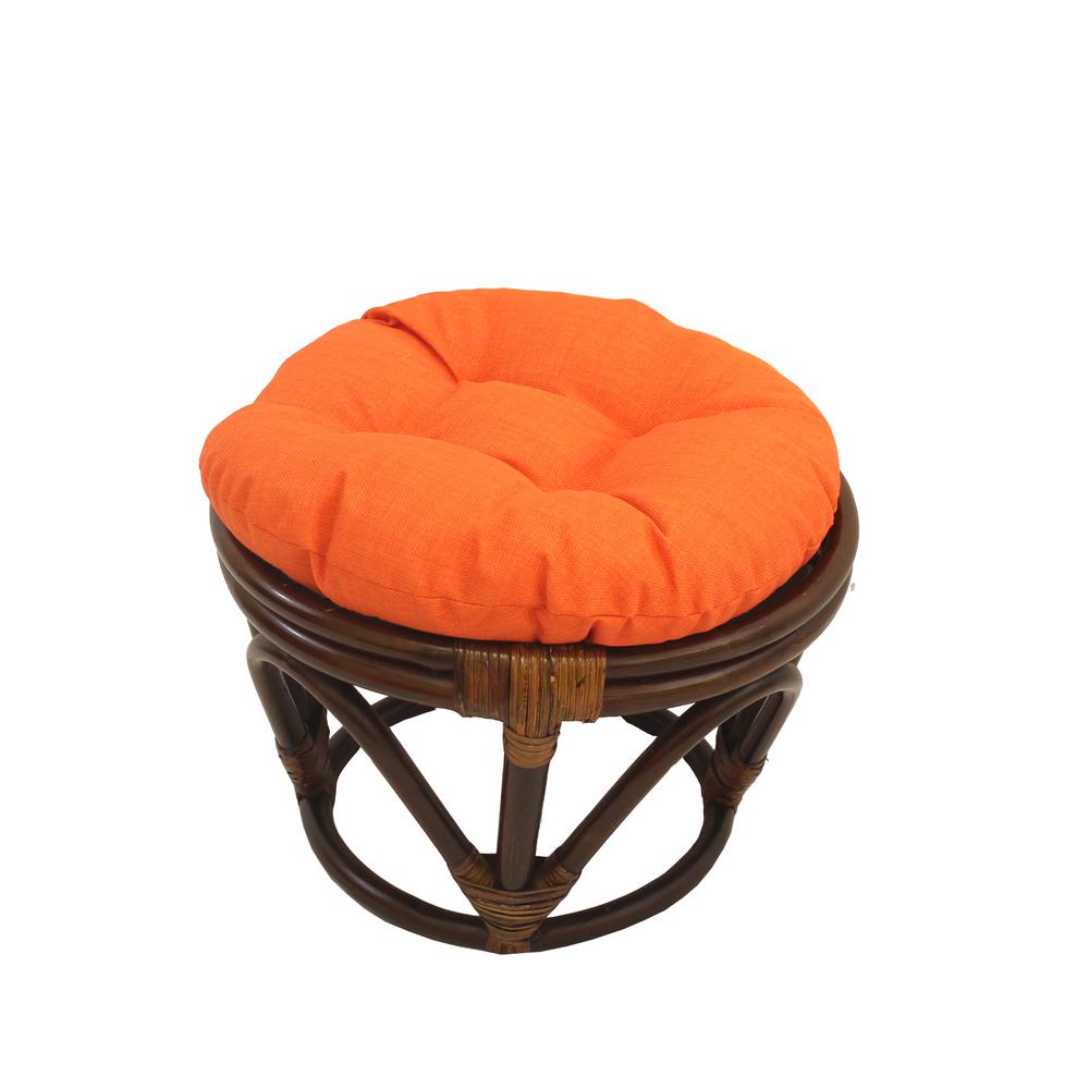 Rattan Ottoman with Outdoor Fabric Cushion. Picture 1