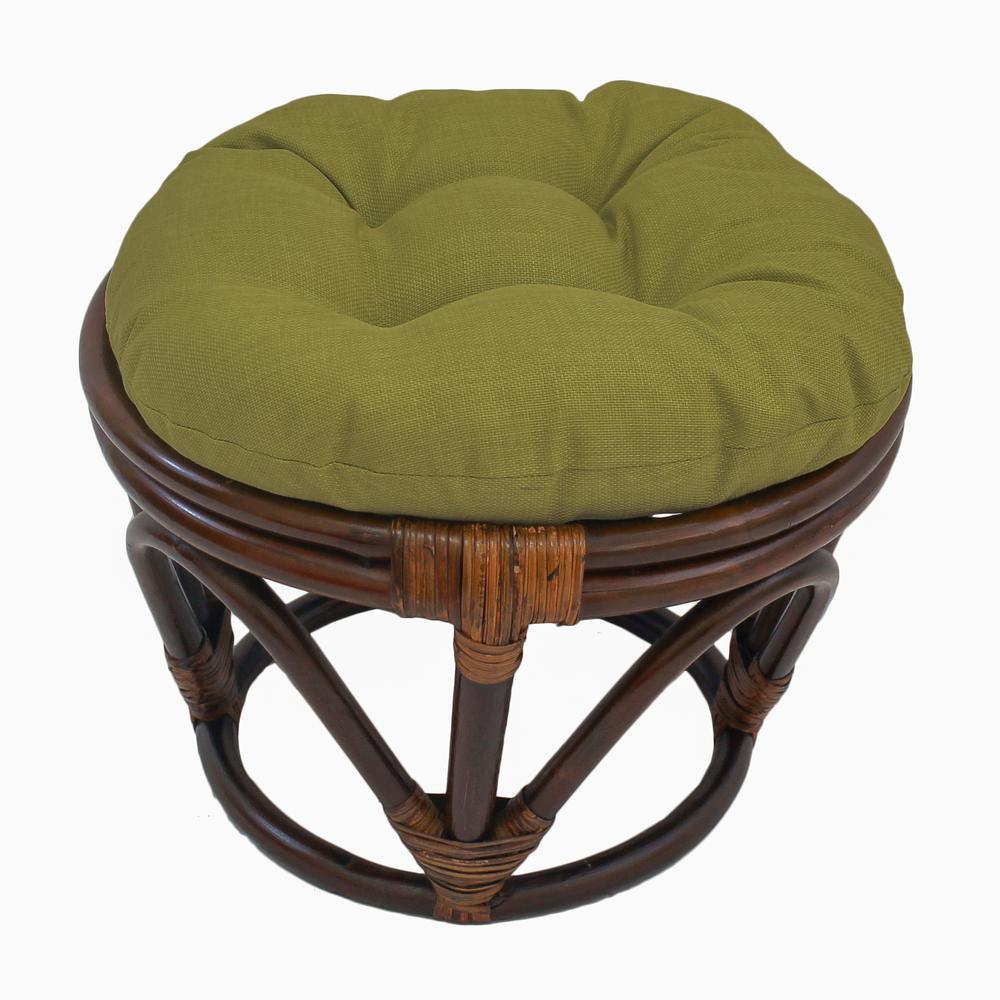 Rattan Ottoman with Outdoor Fabric Cushion, Avocado. Picture 1