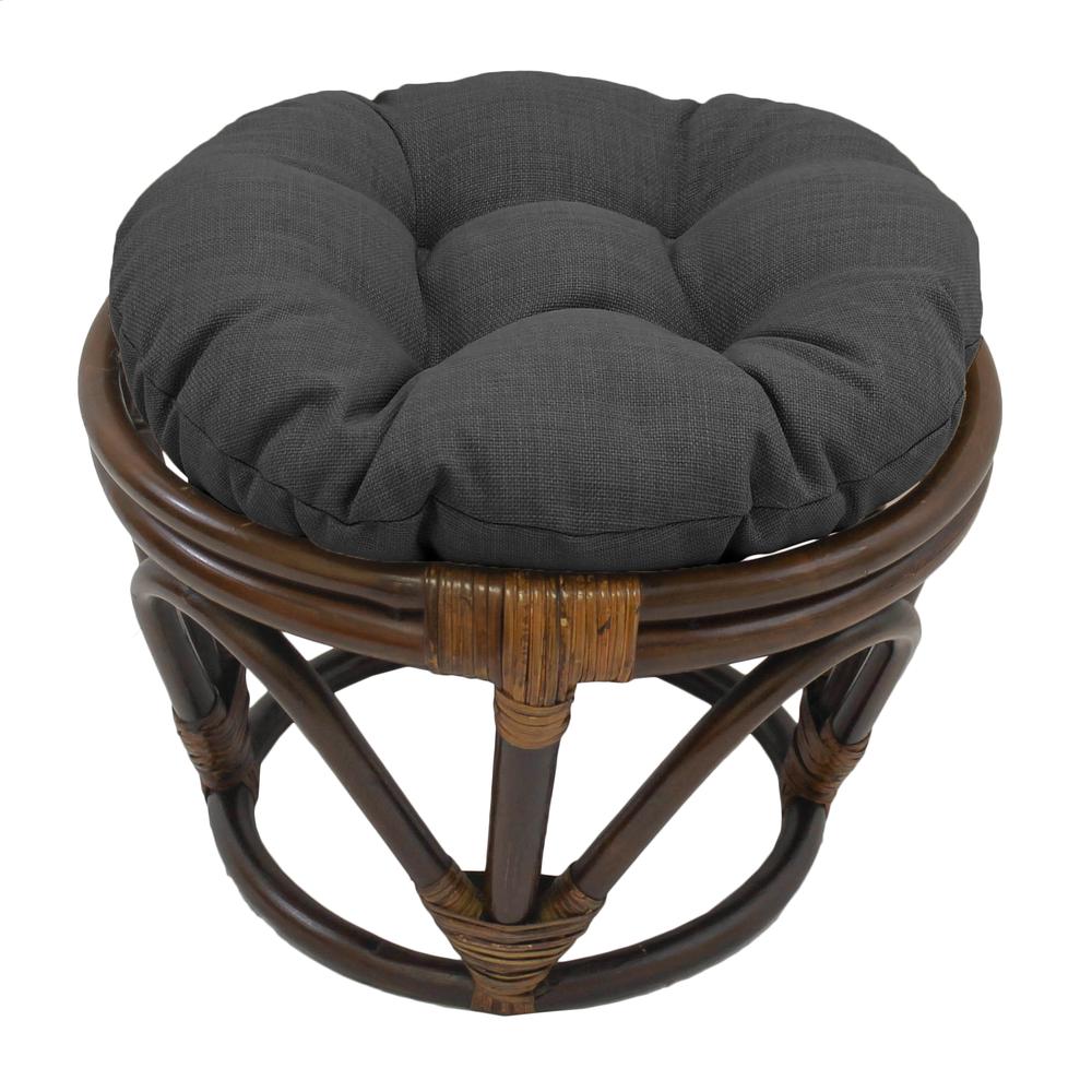 Rattan Ottoman with Outdoor Fabric Cushion, Cool Grey. Picture 1