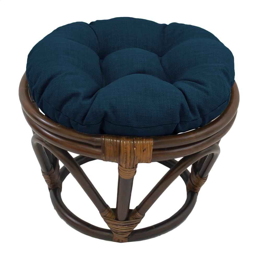 Rattan Ottoman with Outdoor Fabric Cushion, Sea Blue. Picture 1