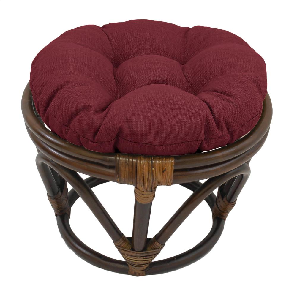 Rattan Ottoman with Outdoor Fabric Cushion, Merlot. Picture 1
