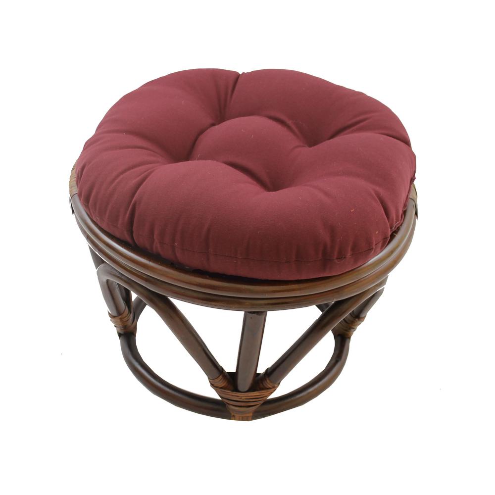 Rattan Footstool with Twill Cushion. Picture 1