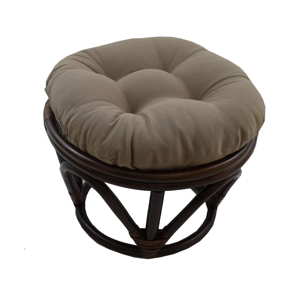 Rattan Footstool with Twill Cushion. Picture 1
