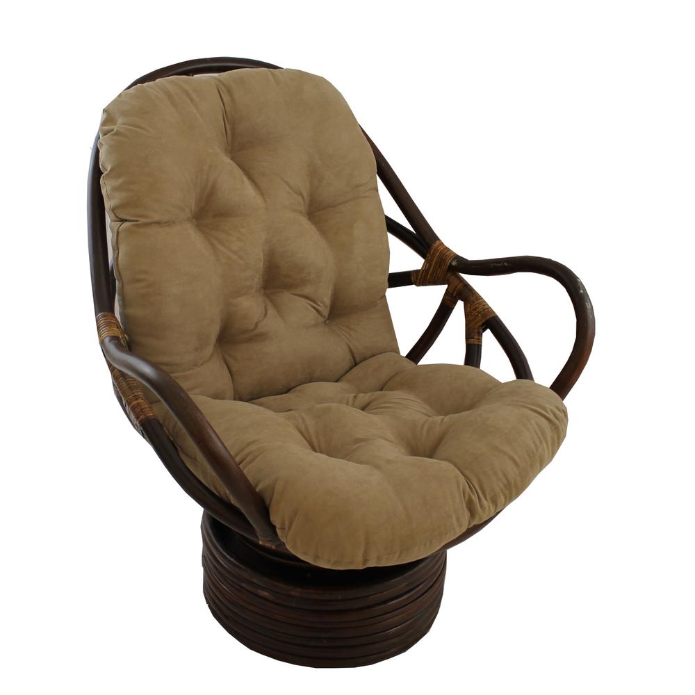 Rattan Swivel Rocker with Micro Suede Cushion. Picture 1