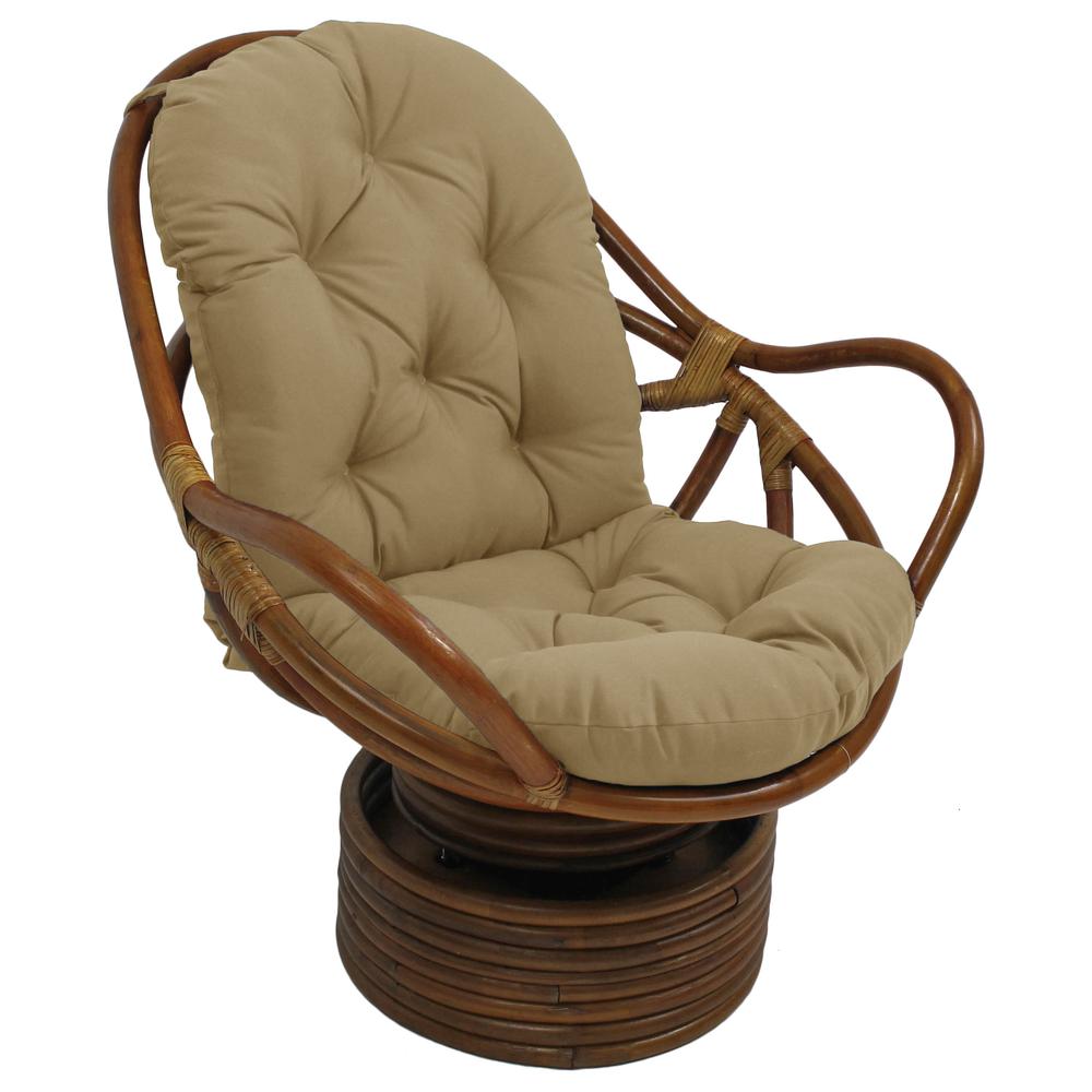 Rattan Swivel Rocker with Outdoor Fabric Cushion, Sandstone. Picture 1
