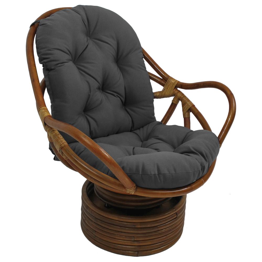 Rattan Swivel Rocker with Outdoor Fabric Cushion, Cool Grey. Picture 1