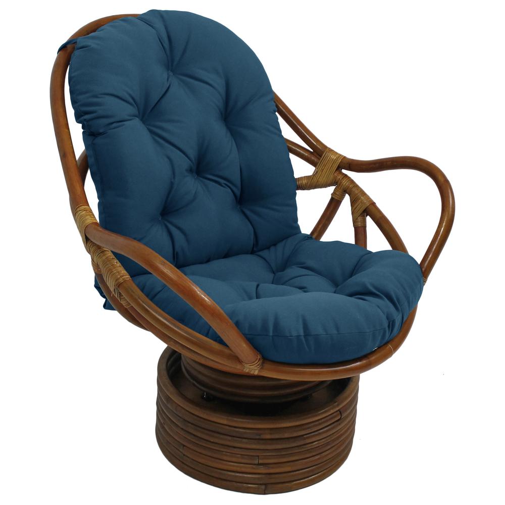 Rattan Swivel Rocker with Outdoor Fabric Cushion, Sea Blue. Picture 1