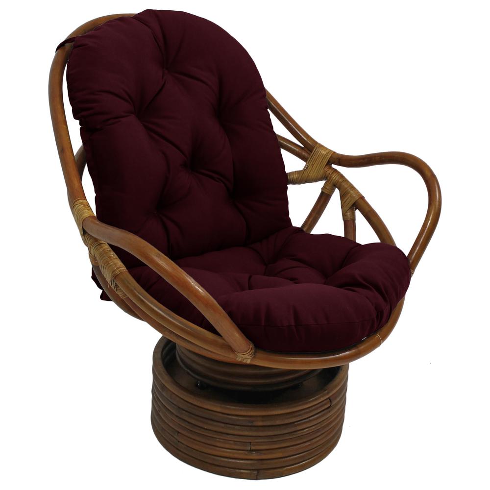 Rattan Swivel Rocker with Outdoor Fabric Cushion, Merlot. Picture 1