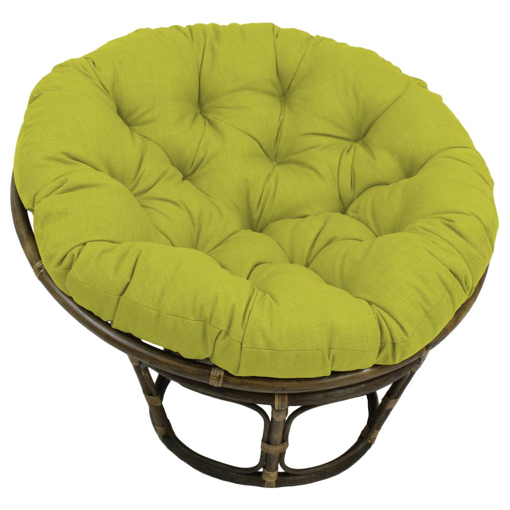 42-inch Rattan Papasan Chair with Solid Outdoor Fabric, Lime. Picture 1