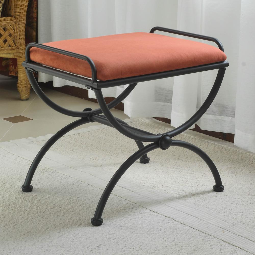 Iron Upholstered Vanity Stool. Picture 1