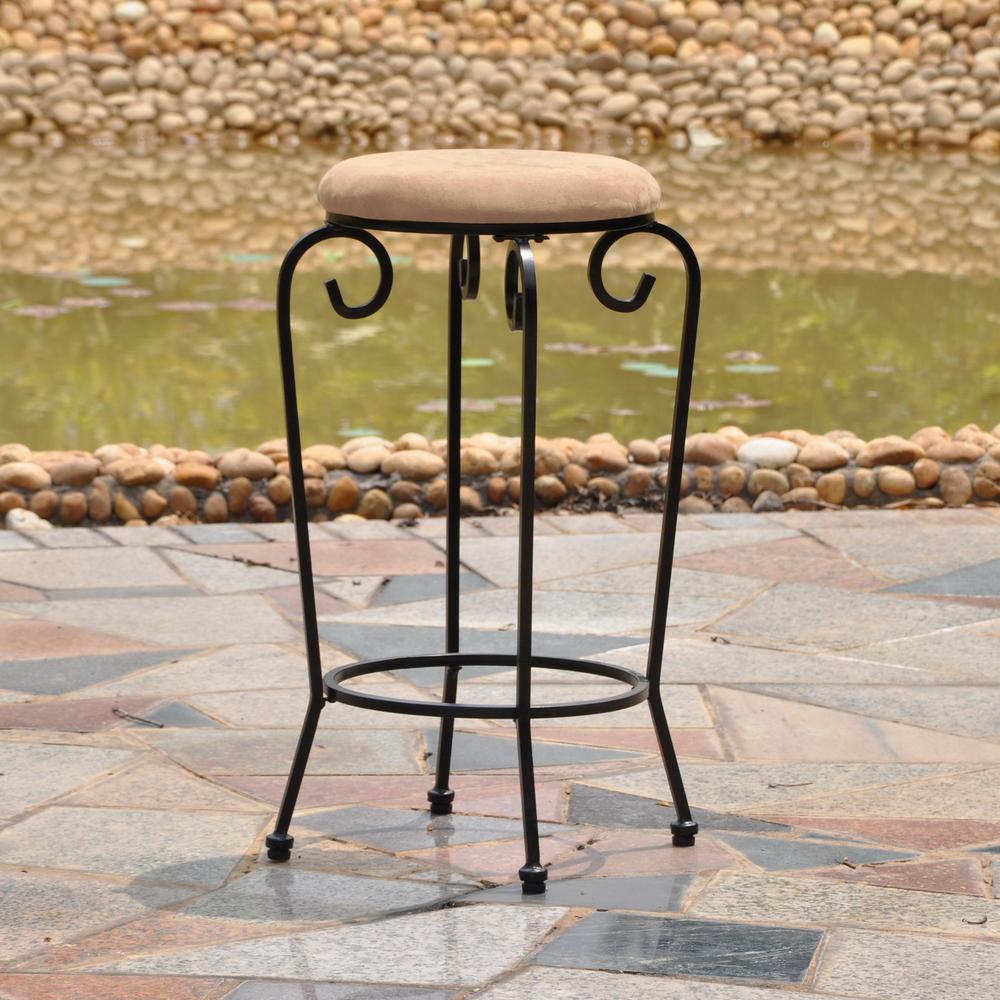 Mandalay Iron 29-inch Bar Stools with Microsuede Seat (Set of 2), Tan. The main picture.