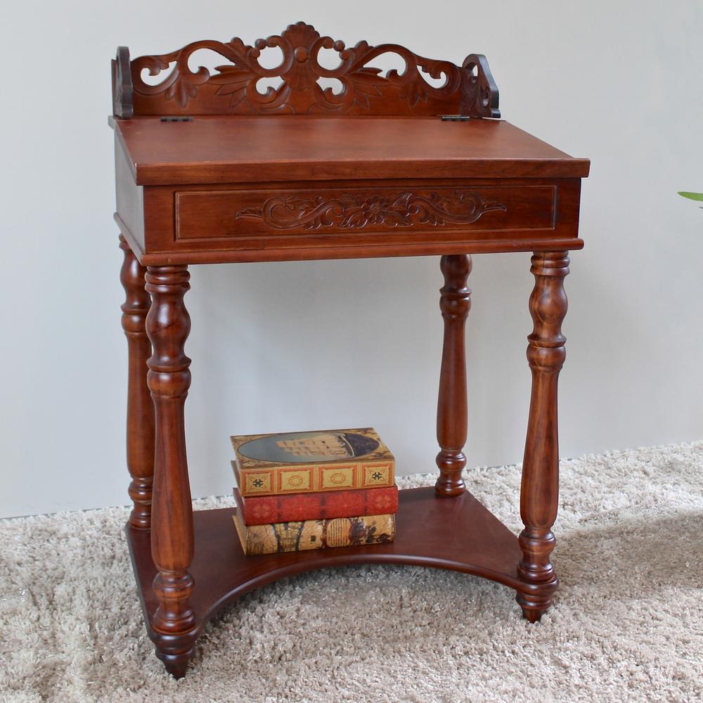 Small Carve Writing Desk. Picture 1