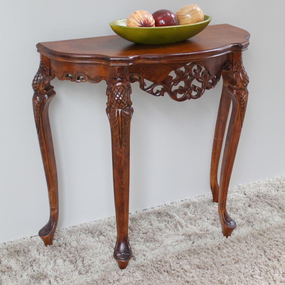 Half Moon Wood Console Table. Picture 1