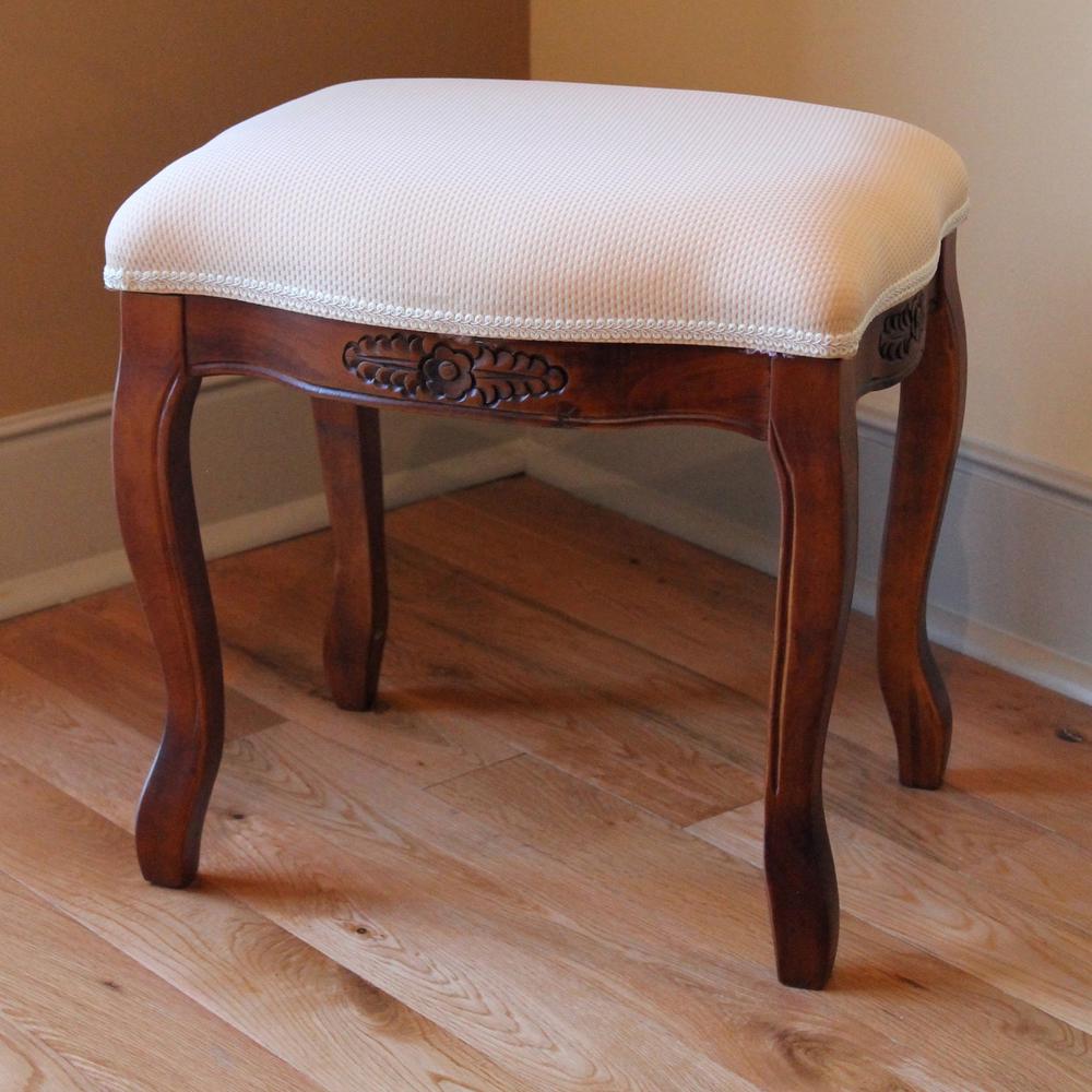 Wood Stool with Cushioned Top. Picture 1