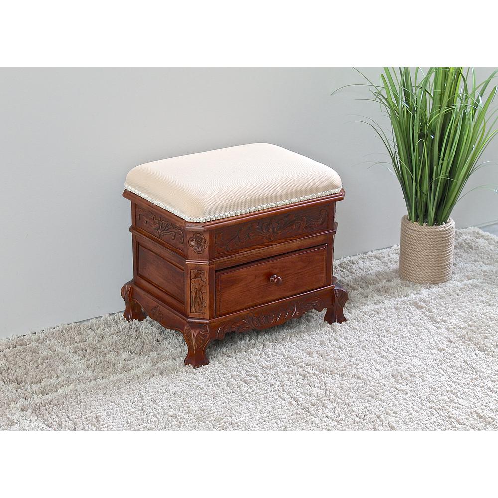Upholstered Vanity Stool with One Drawer. Picture 3