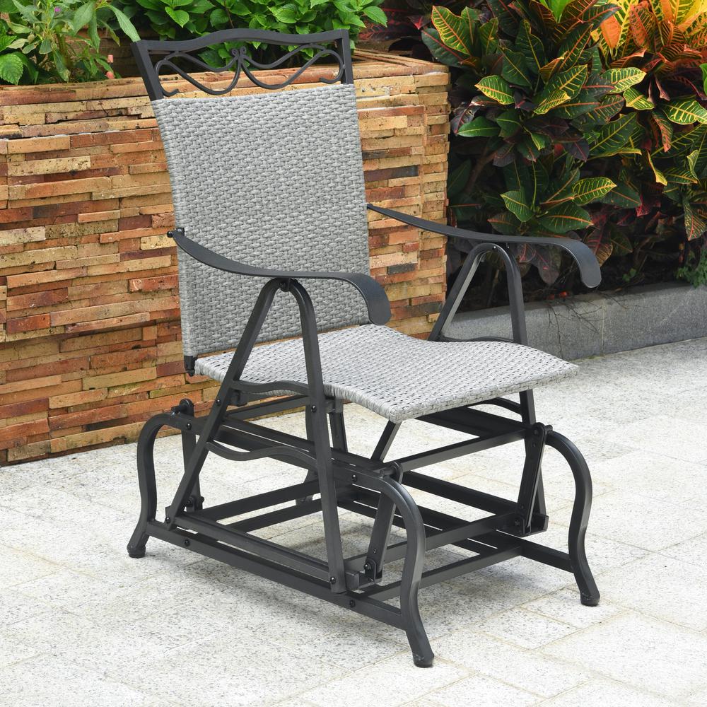 Valencia Resin Wicker/ Steel Glider Chair, Grey. Picture 1