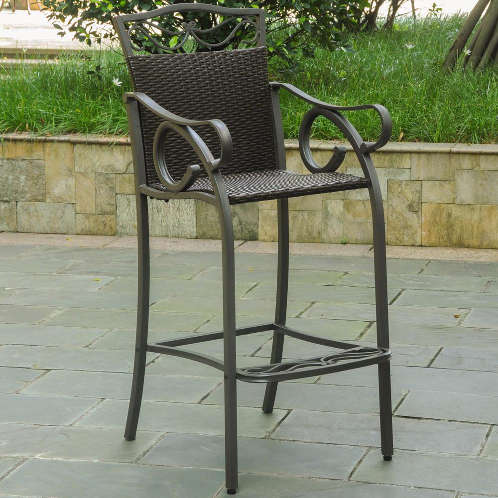 Set of 2 Valencia Resin Wicker/Steel Bar Bistro Chairs. Picture 1