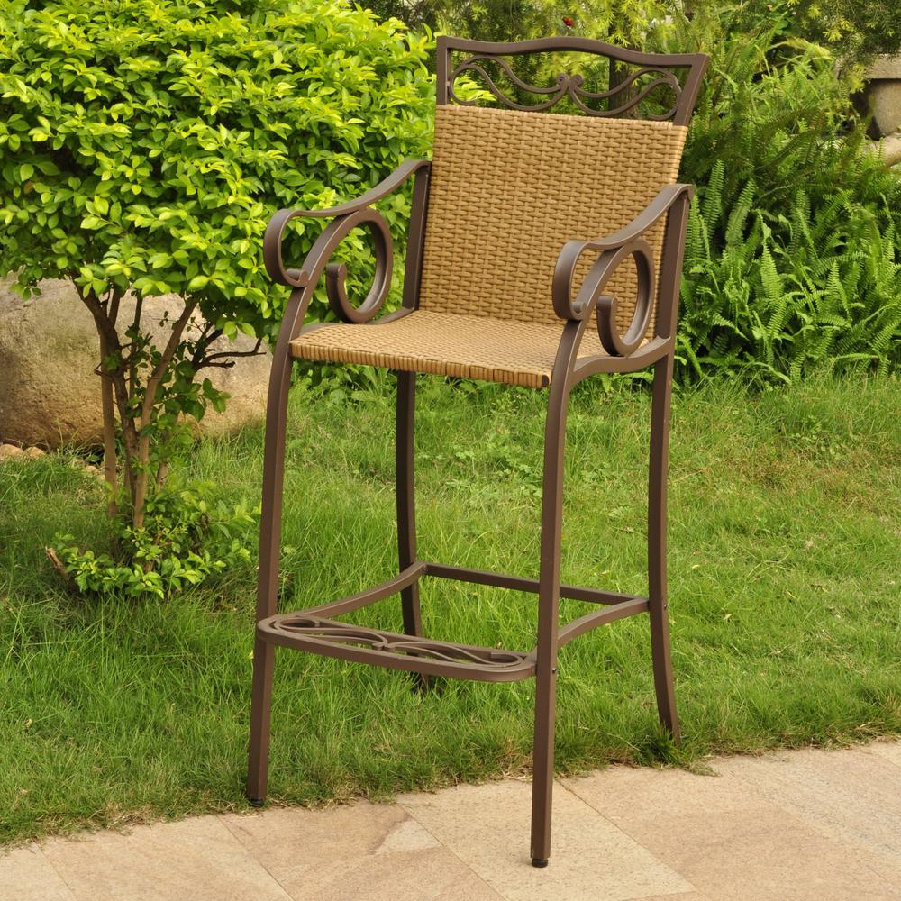 Set of 2 Valencia Resin Wicker/Steel Bar Bistro Chairs. Picture 1