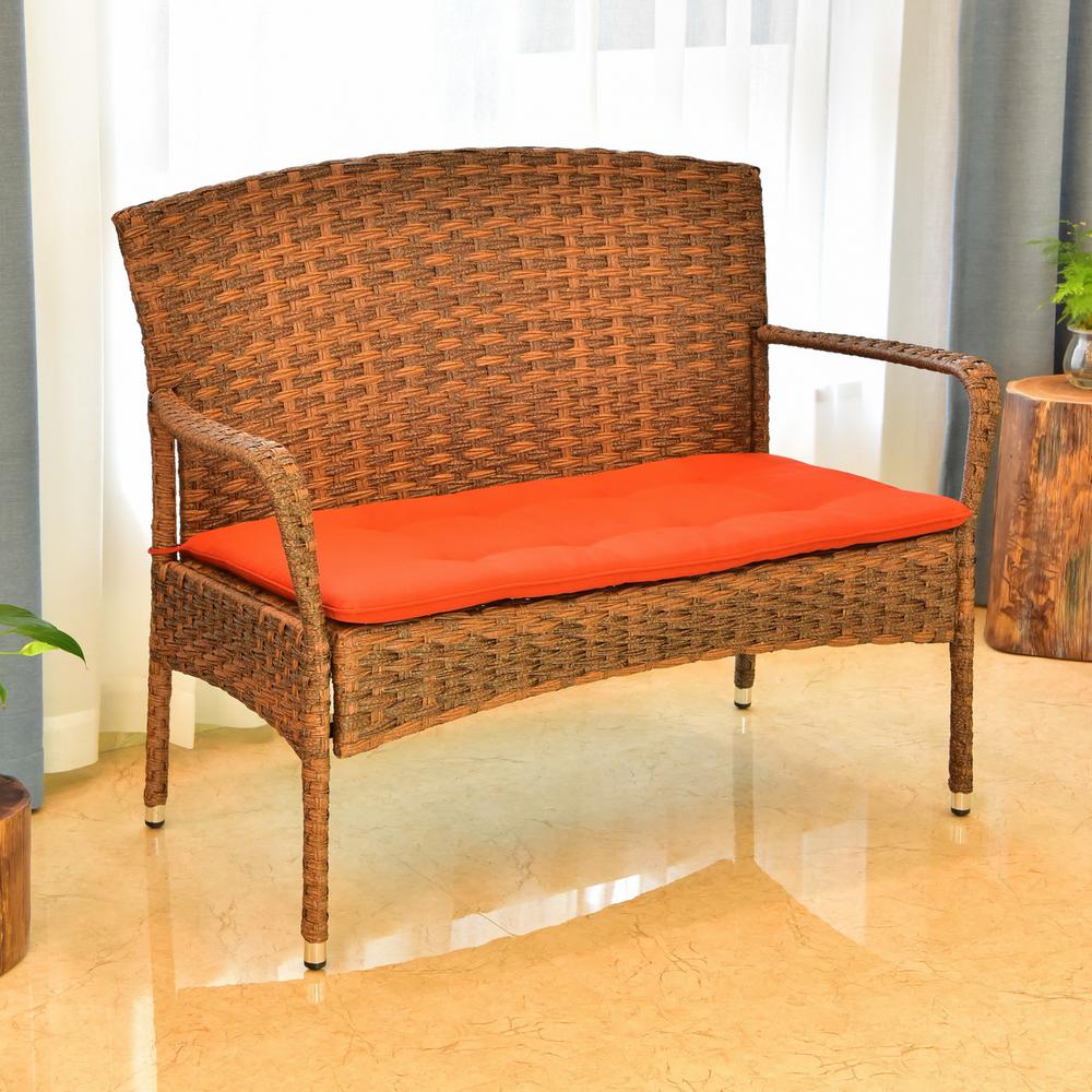 Majorca Resin Pandan Steel Loveseat with Cushions. Picture 1