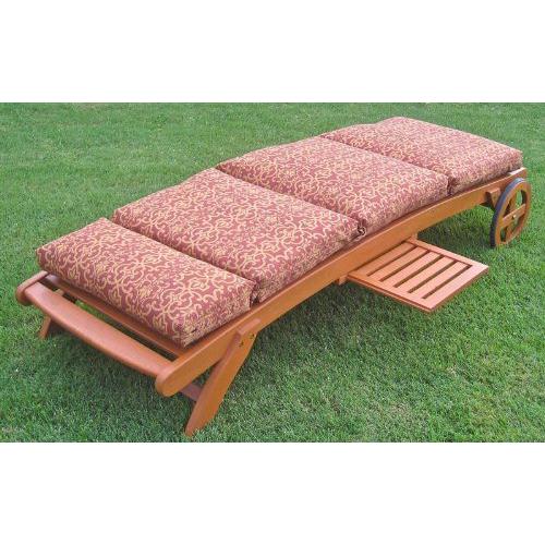 Royal Tahiti Outdoor Wood Chaise Lounge with Wheels. Picture 2