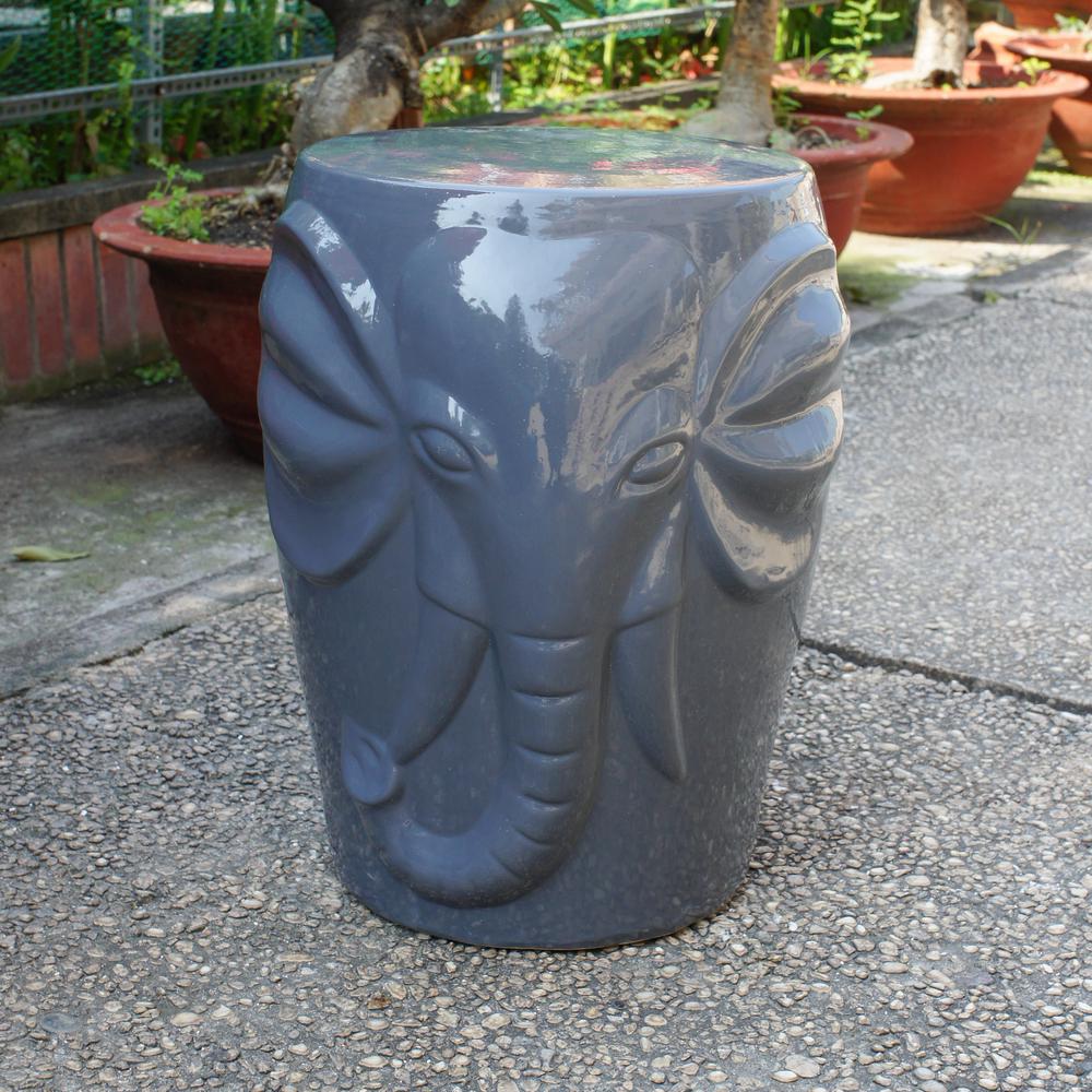 Wild Elephant Drum Ceramic Gardn Stool. Picture 1