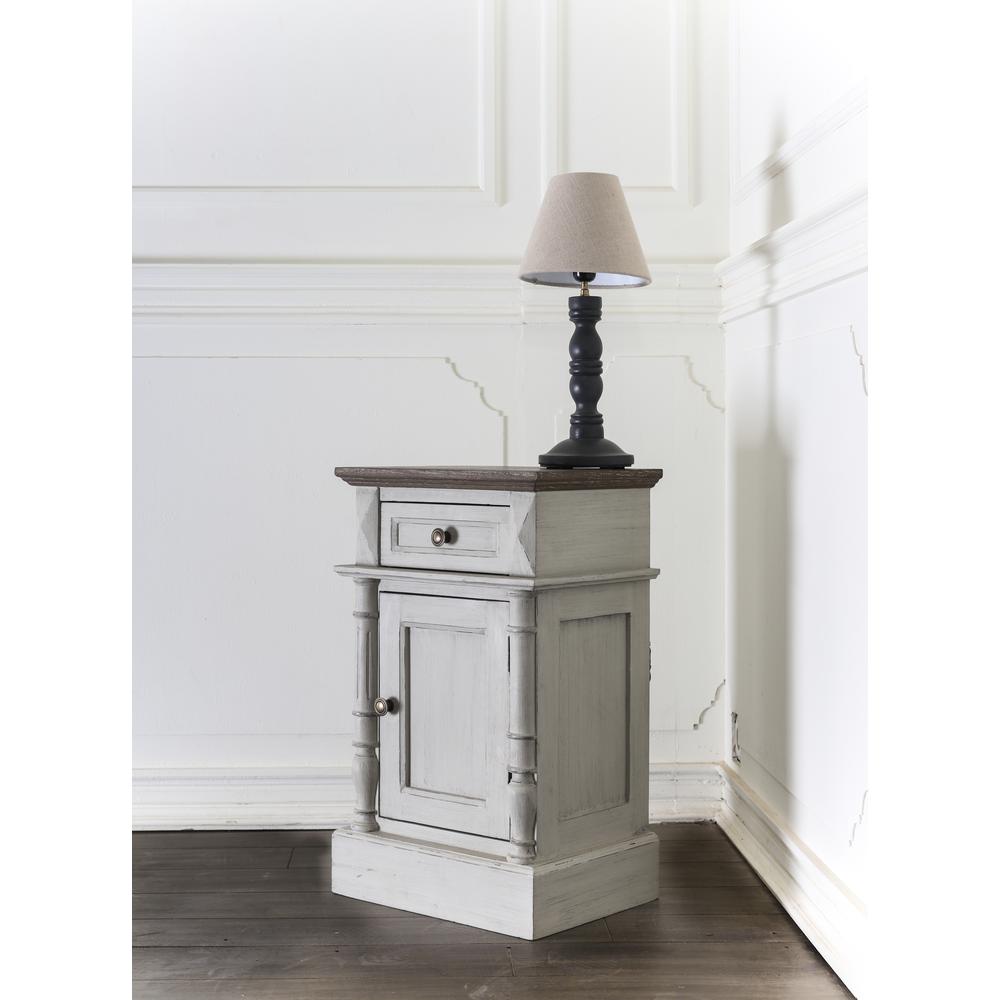 Ashbury One-Drawer/One-Door Lamp Table Antique Grey. Picture 4