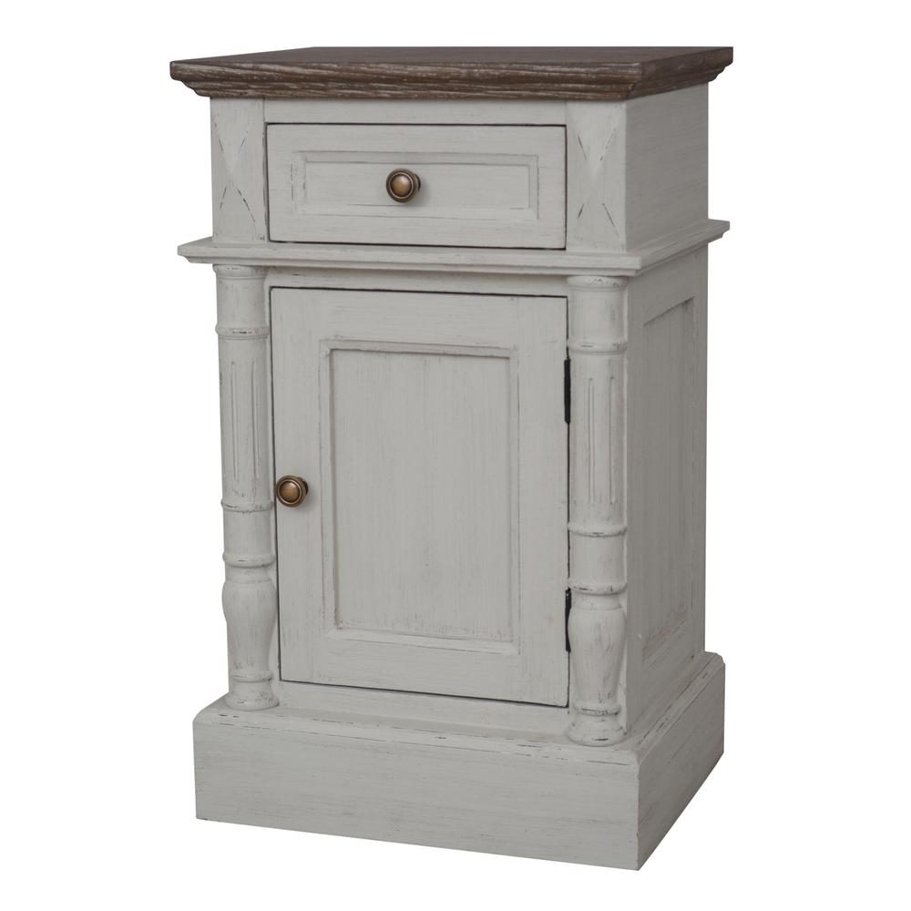 Ashbury One-Drawer/One-Door Lamp Table Antique Grey. Picture 3