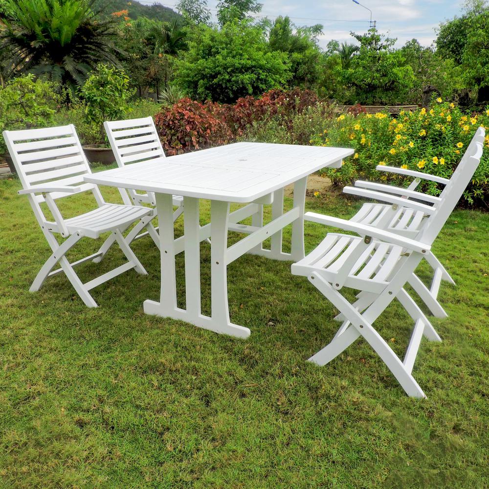 Ispica Acacia Wood Five Piece Dinning Group. Picture 1